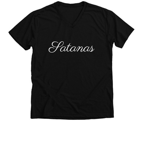 Satanas edition, a Solid Black Blend Premium V-Neck Tee