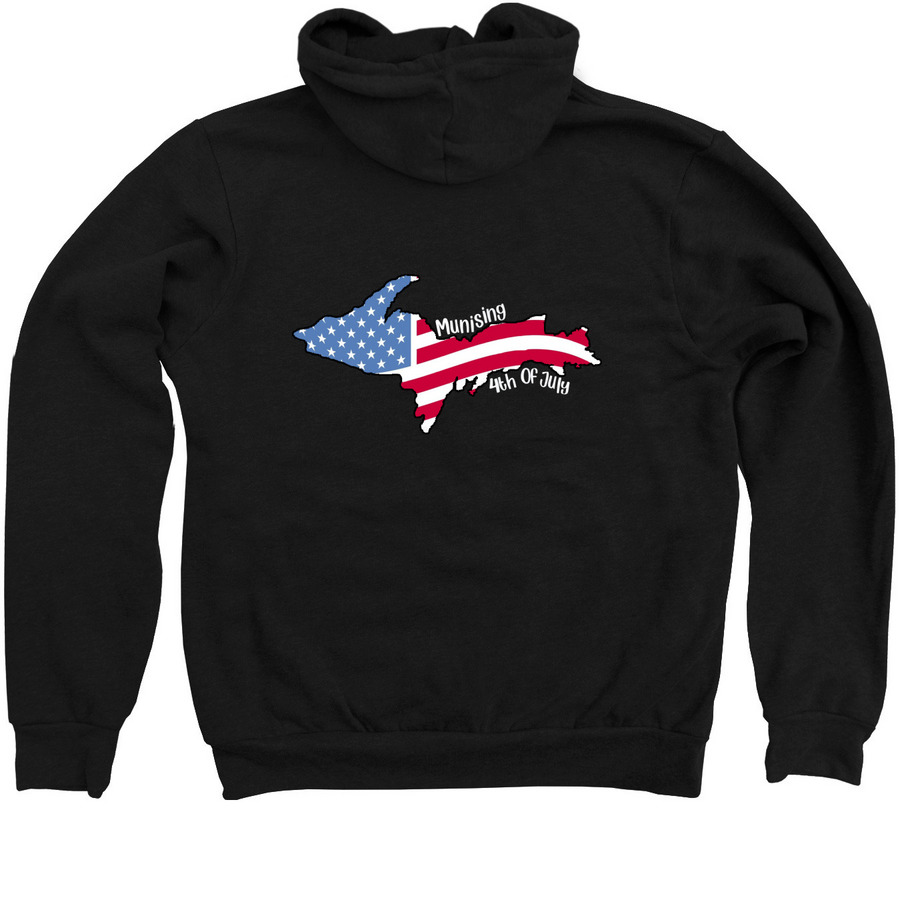 Munising 4th of July Zip Up - Adult&nbsp;, a Black Zip Up Hoodie (back-view)