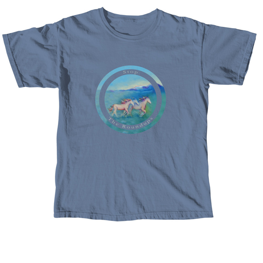 Stop The Roundups ~ design on front, a Blue Jean Comfort Colors Unisex Tee