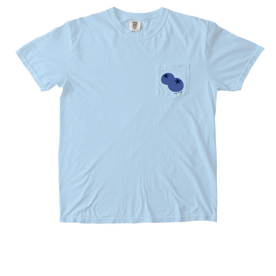 Blueberries, a Chambray Comfort Colors Pocket Tee