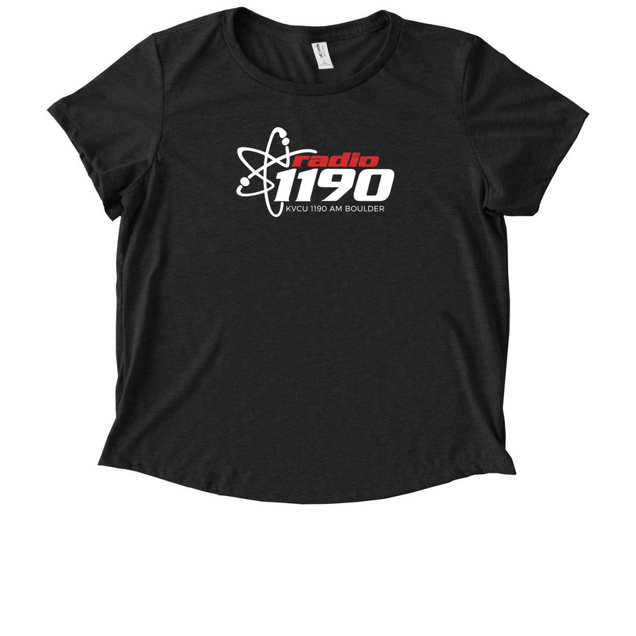 Radio 1190 Atomic Logo, a Space Black Allmade Eco Triblend Women?s Scoop Neck Tee