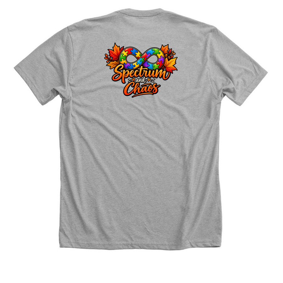 Spectrum and Chaos, a Athletic Heather Premium Unisex Tee (back-view)