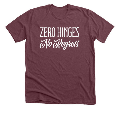 No Hinges Necessary, a Heather Maroon Premium Unisex Tee