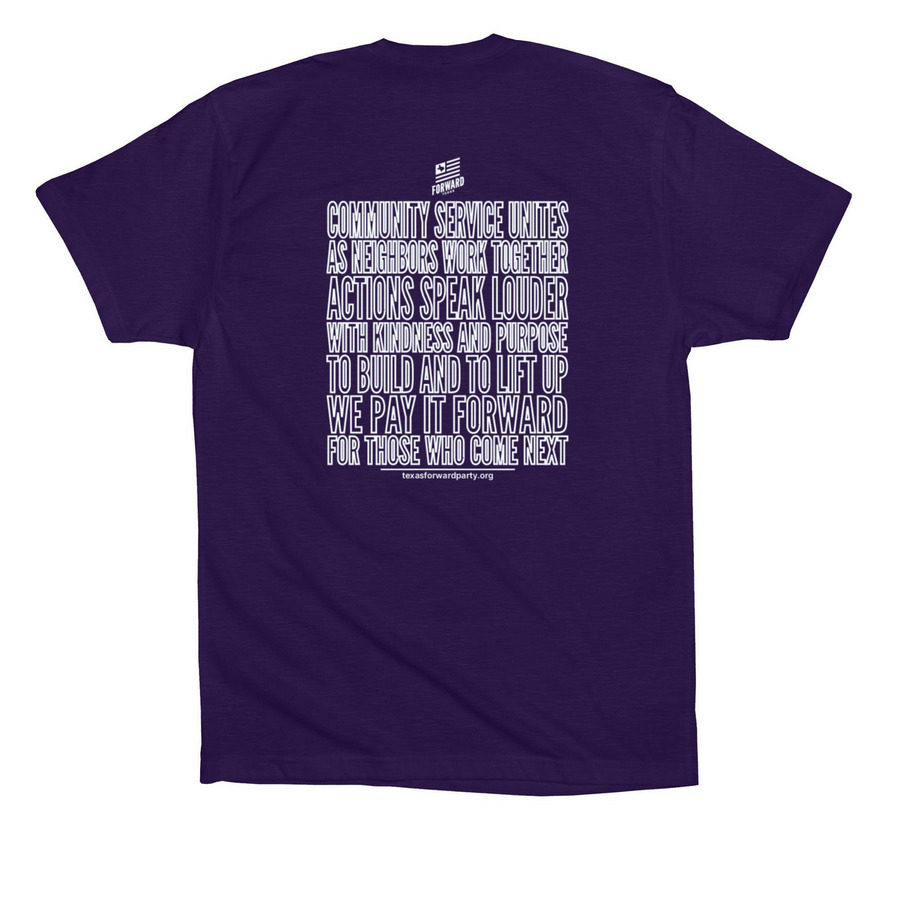 Billboard Ts - Community First, a Team Purple Premium Cotton Tee (back-view)