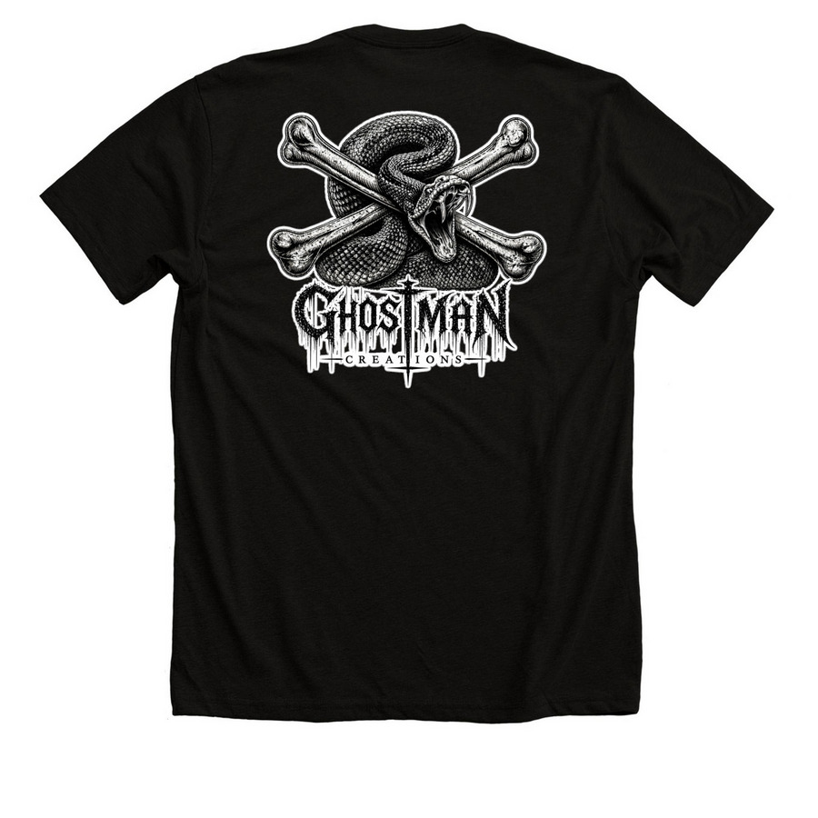 Rattled, a Solid Black Blend Premium Unisex Tee (back-view)
