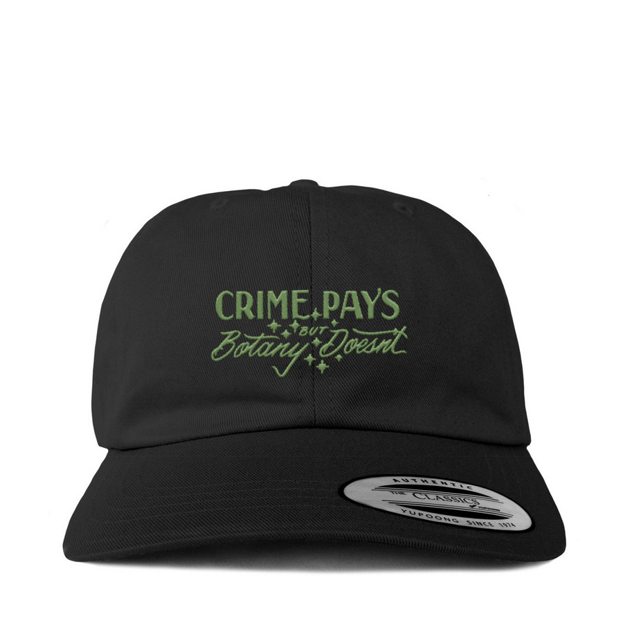 Crime Pays Embroidered Hats, a Black Classic Baseball Cap