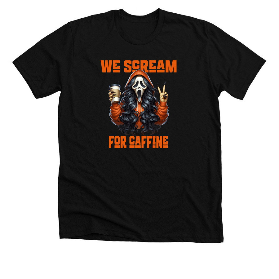 We scream/orange letters, a Solid Black Blend Premium Unisex Tee