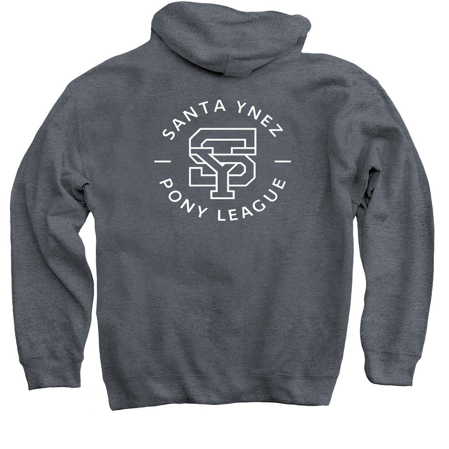 Adult Modern Logo Sweatshirt, a Dark Heather Pullover Hoodie (back-view)