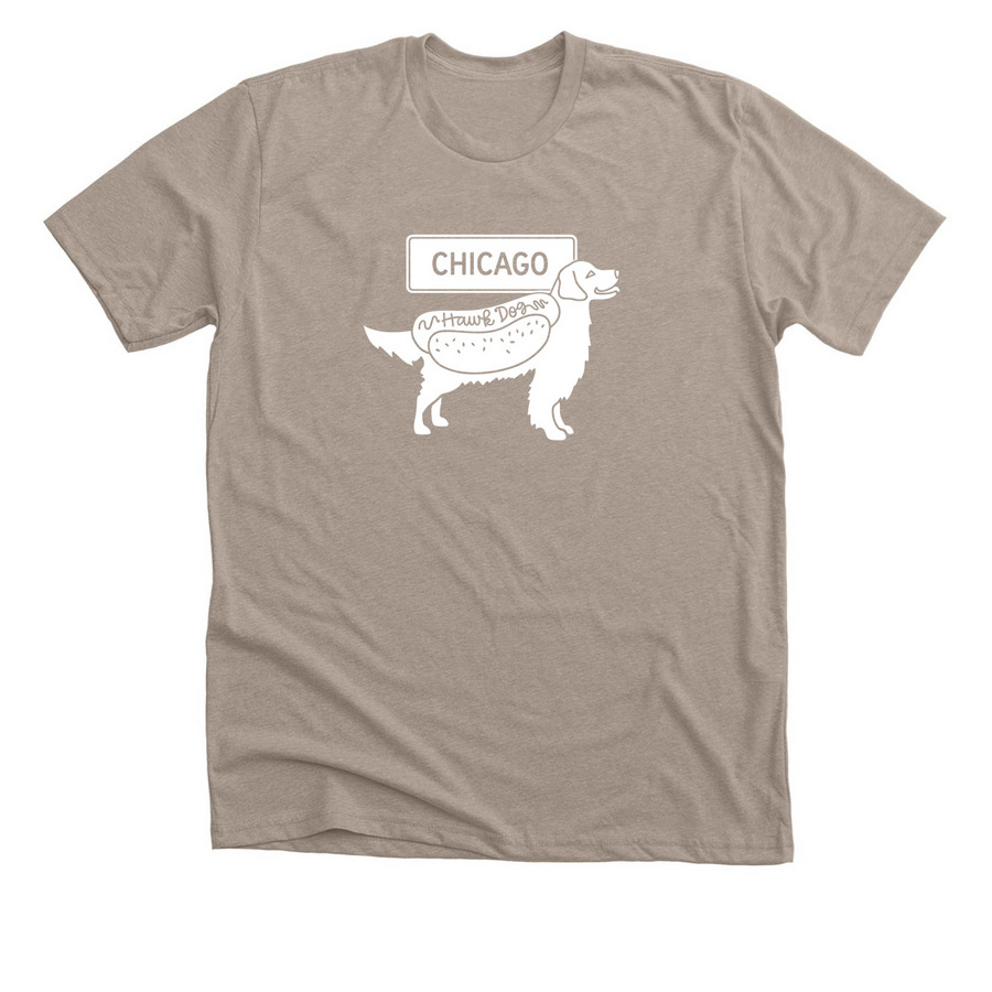 Chicago Hawk Dog, neutrals, a Heather Stone Premium Unisex Tee