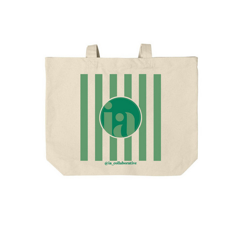 Green Stripe Tote, a Natural Cotton Canvas Tote Bag