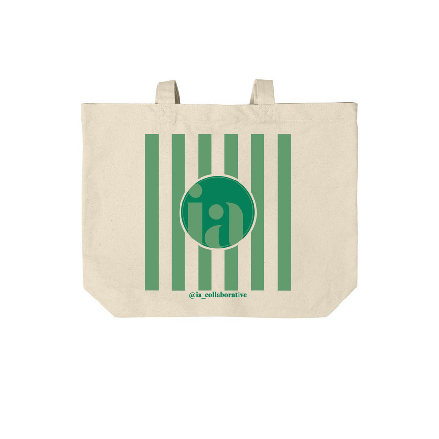 Green Stripe Tote, a Natural Cotton Canvas Tote Bag