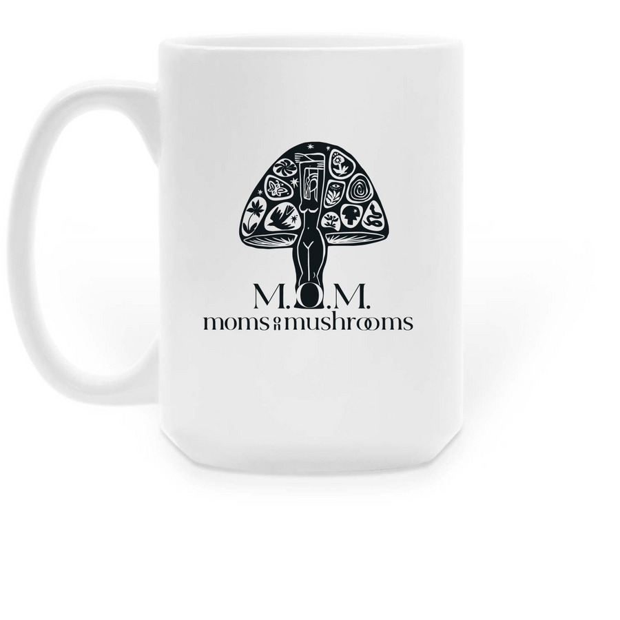 Probably Microdosing Logo Mug, a White Large Coffee Mug (back-view)