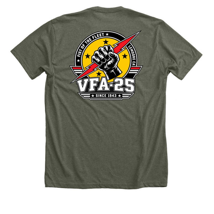 VFA 25 The Fists&nbsp;, a Heather Military Green Premium Unisex Tee (back-view)