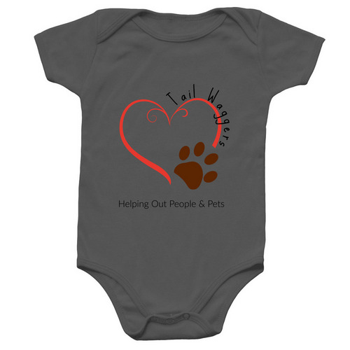 Tail Waggers HOPP Baby Onesie, a Charcoal Infant Onesie