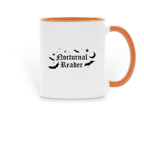 Nocturnal Reader, a Orange Two-Tone Ceramic Mug