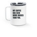 The Snarky Agent | Quick Showing Travel Mug, a White Stainless Steel Travel Mug (back-view)