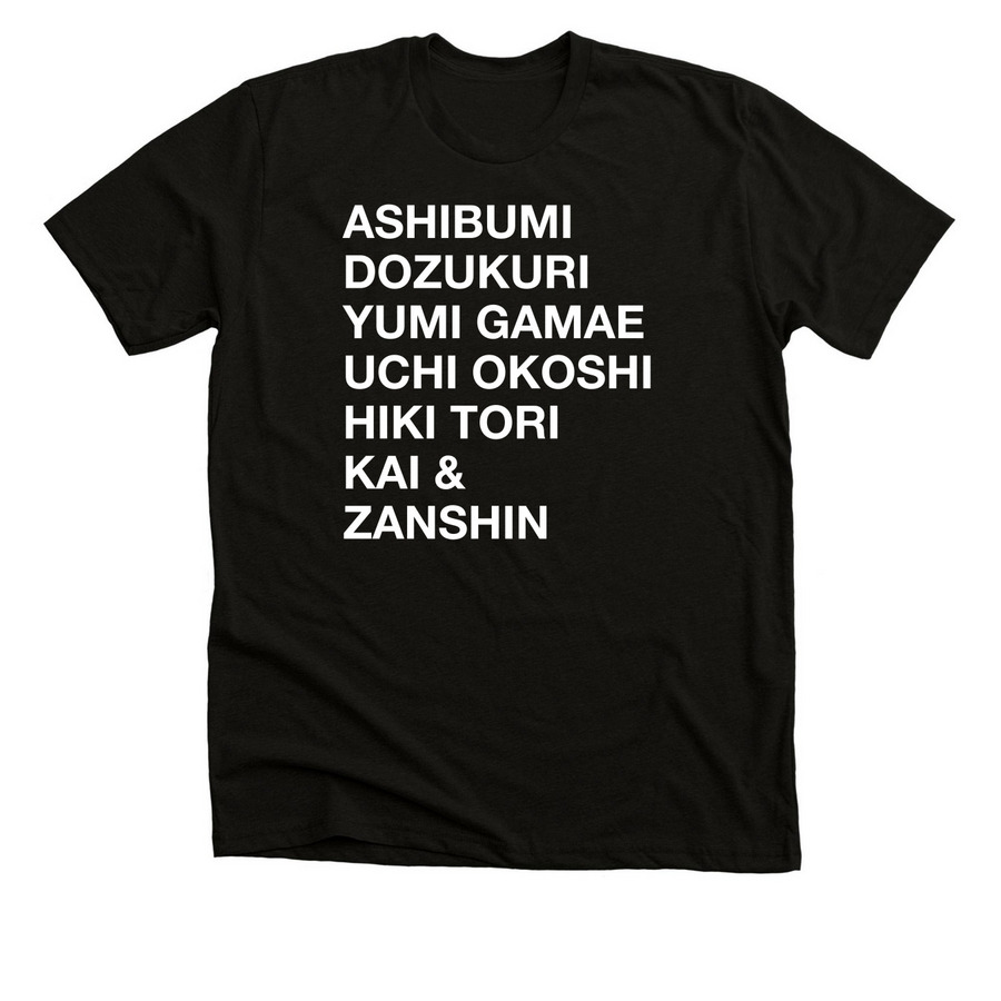 NYBA KYUDO-SHICHIDO: THE SEVEN COORDINATIONS, a Black Heather Premium Unisex Tee