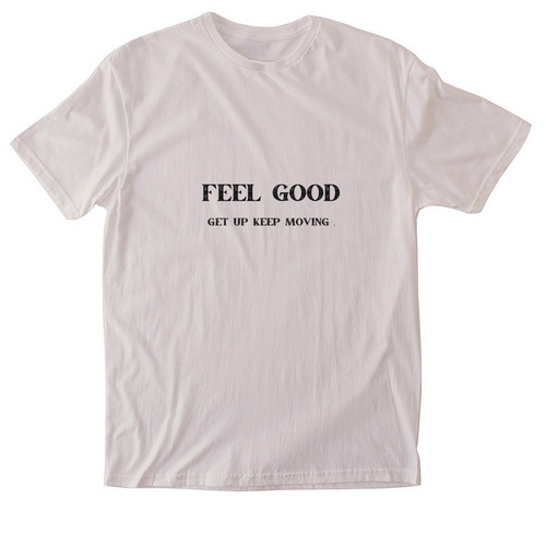 Feel Good Get Up Keep Moving, a Ice Grey Softstyle Cotton Tee