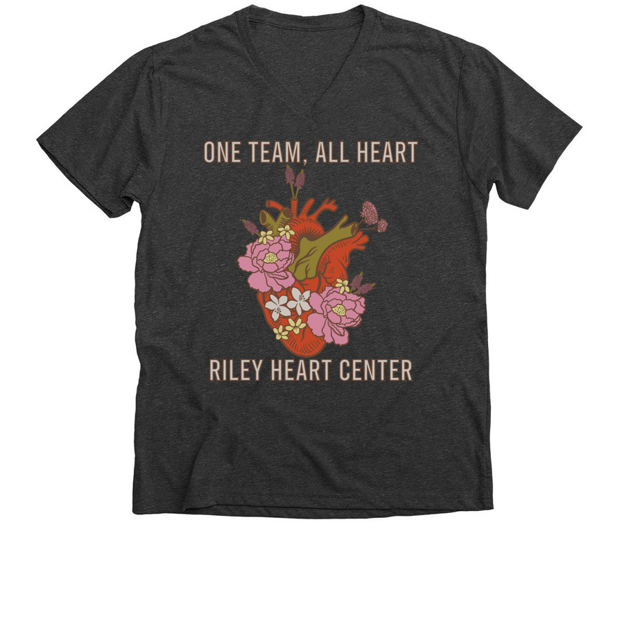 One Team, All Heart, a Dark Grey Heather Premium V-Neck Tee