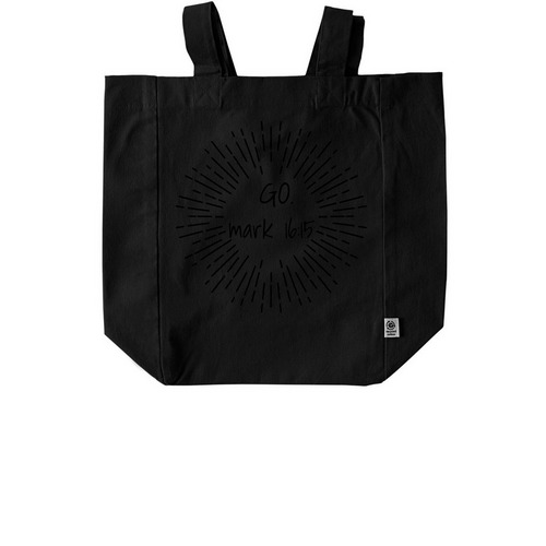 Journey to Jamaica, a Black Recycled Cotton Tote Bag