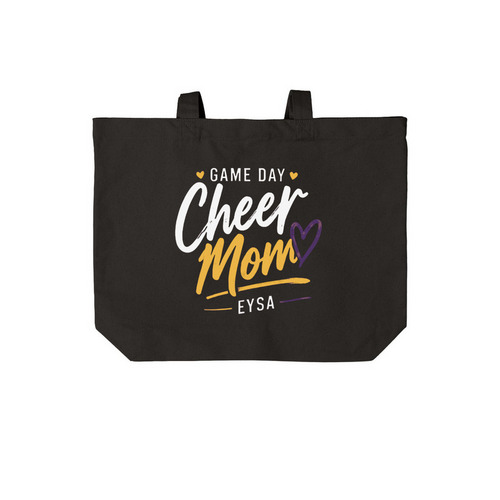 Cheer Mom Canvas Tote Bag, a Deep Black Cotton Canvas Tote Bag