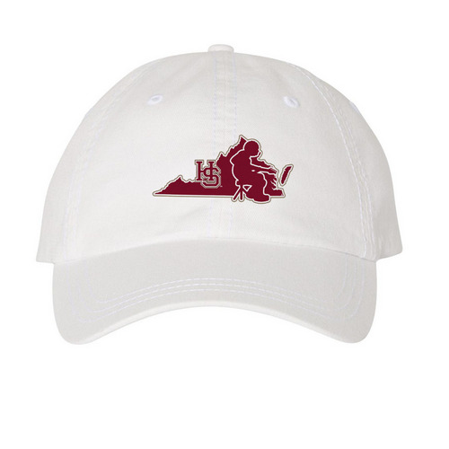 Hampden Sydney Mikey Hat, a White Printed Pigment Dye Baseball Cap