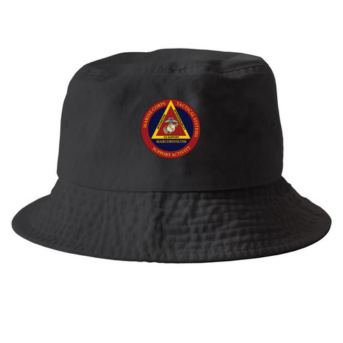 Hats, a Black Printed Bucket Hat