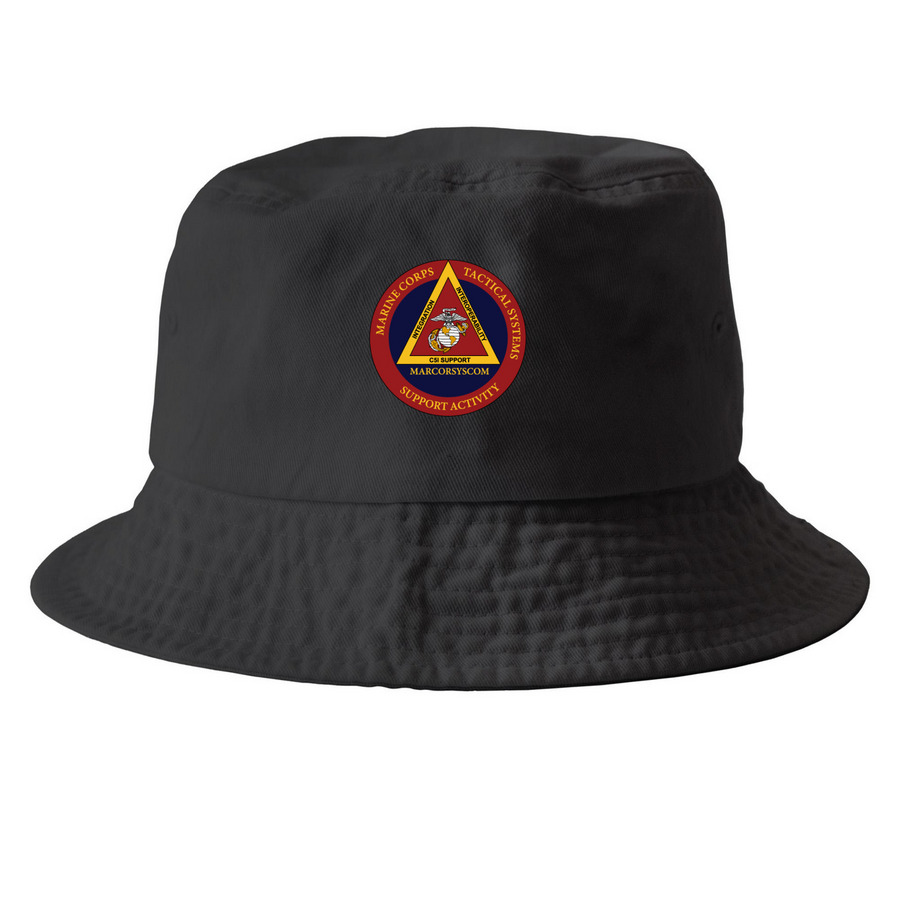 Hats, a Black Printed Bucket Hat
