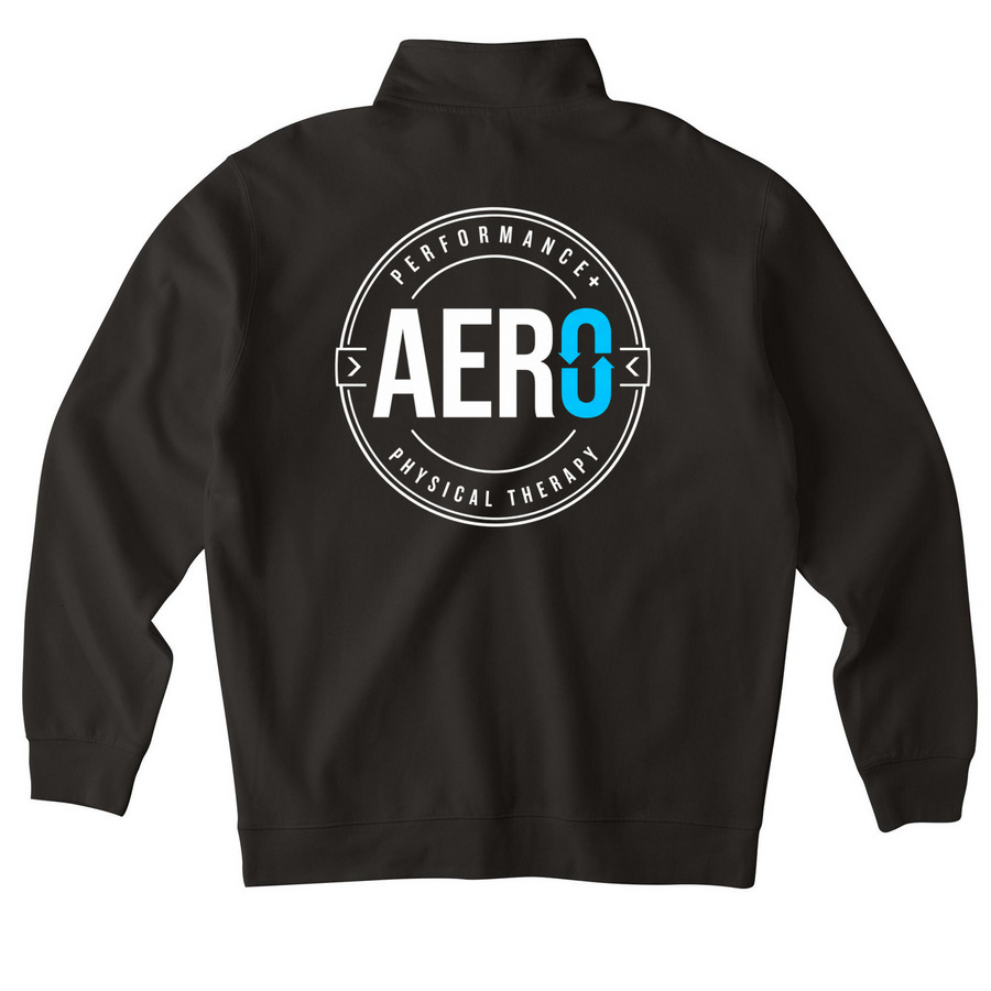 Aero Quarter Zip, a Black Midweight Quarter Zip Pullover (back-view)