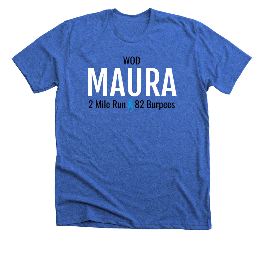 Maura Murray WOD T-shirt, a Heather True Royal Premium Unisex Tee