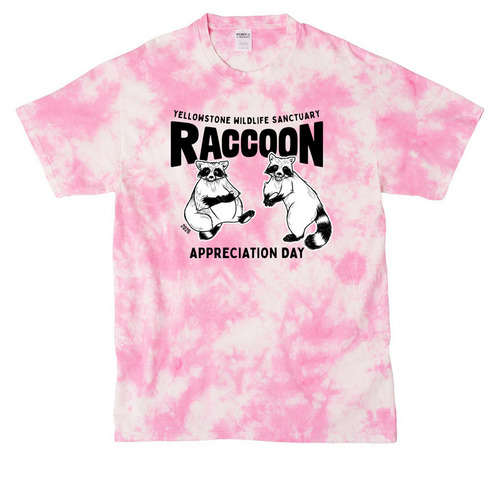 Raccoon Appreciation Day, a Bright Pink Crystal Tie Dye Tee