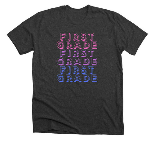 First Grade Tshirt, a Dark Grey Heather Premium Unisex Tee
