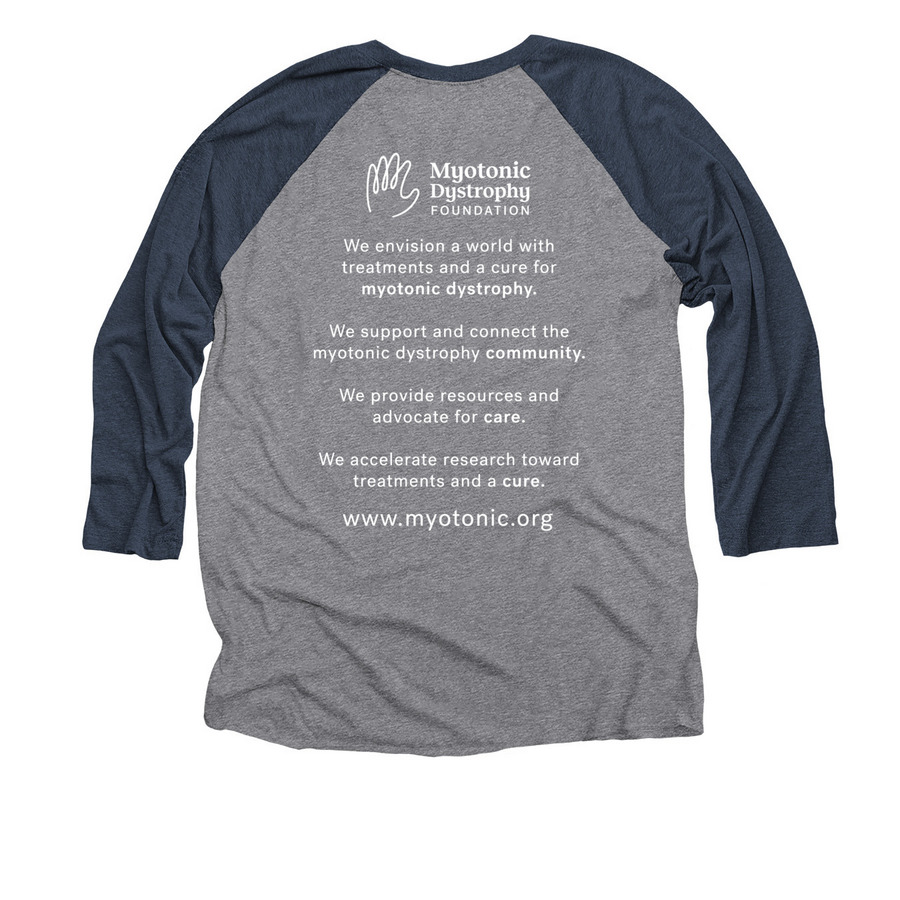 MDF - Vision & Mission, a Vintage Navy and Premium Heather 3/4 Sleeve Baseball Tee (back-view)