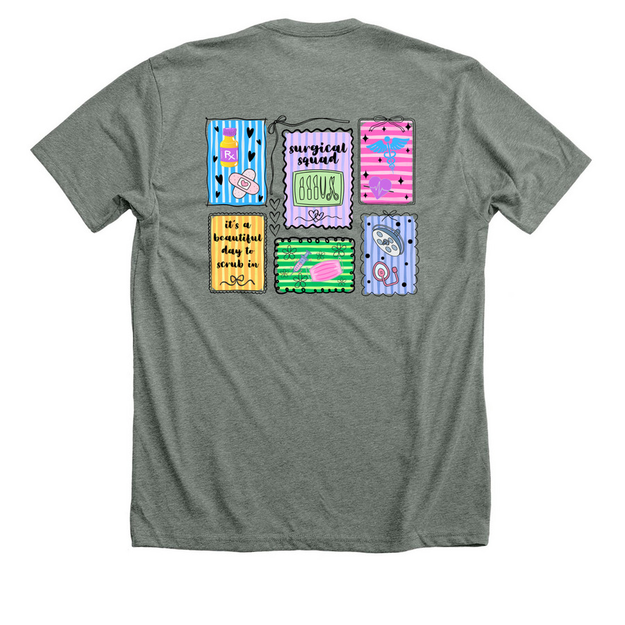 Surgical Squad- Surgery, a Deep Heather Premium Unisex Tee (back-view)