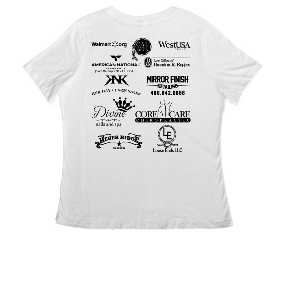 NEW, a White Women's Relaxed V-Neck Tee (back-view)