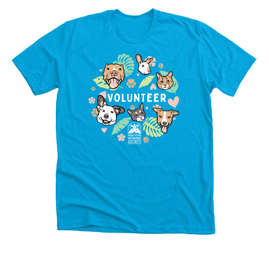 Hawaii Island Humane Society Volunteer Shirts, a Neon Blue Premium Unisex Tee