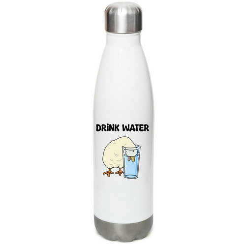 Drink Water&nbsp;, a White Stainless Steel Water Bottle