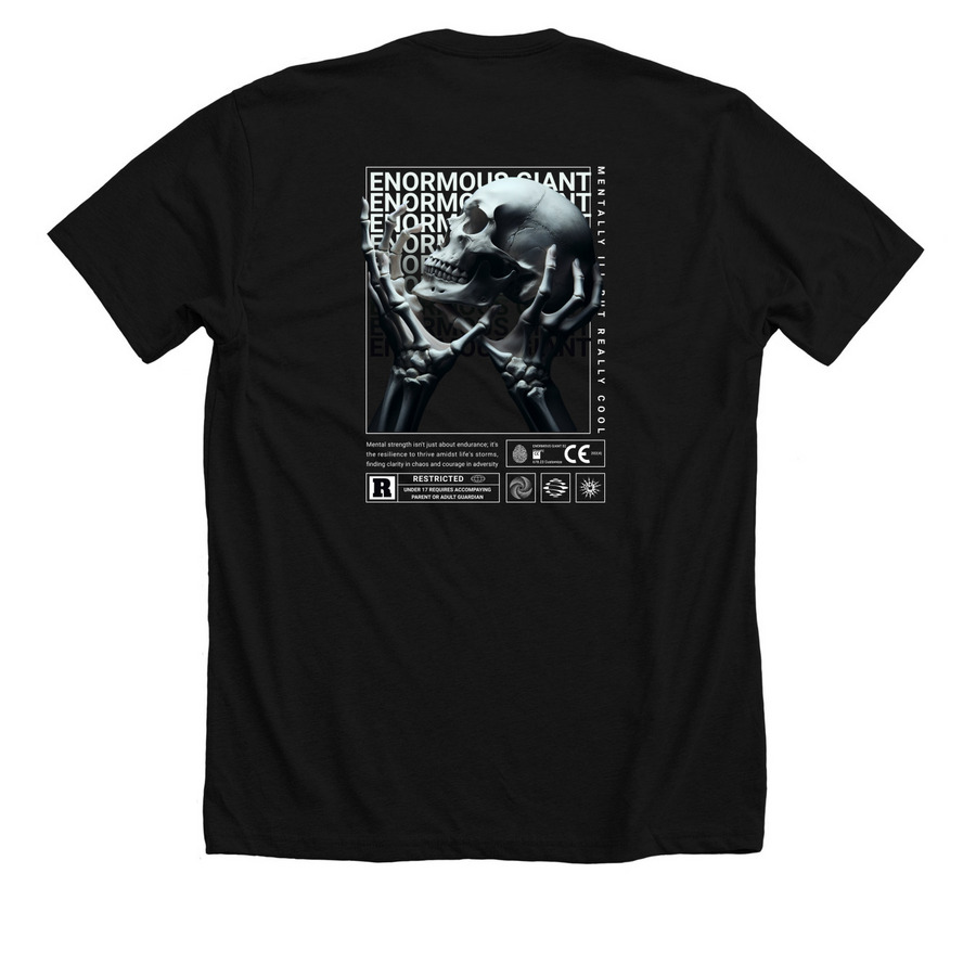 Enormous Giant: Mentality, a Solid Black Blend Premium Unisex Tee (back-view)