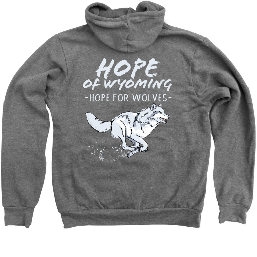 HOPE OF WYOMING, a Deep Heather Zip Up Hoodie (back-view)