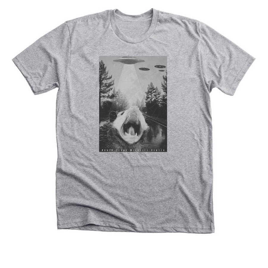 Opossum UFO, a Athletic Heather Premium Unisex Tee