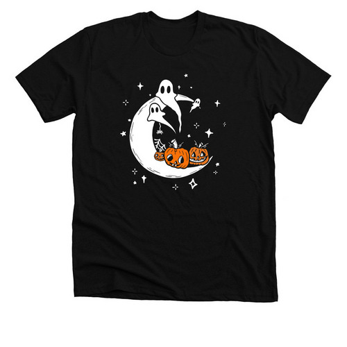 Spooky Moon, a Solid Black Blend Premium Unisex Tee
