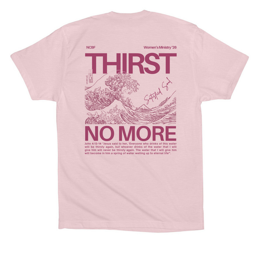 Satisfied - Pink, a Soft Pink Premium Cotton Tee (back-view)