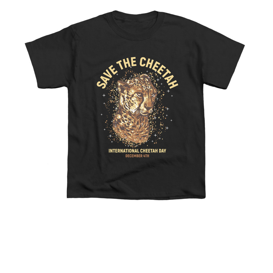 Save The Cheetah on International Cheetah Day, a Black Youth Unisex Tee