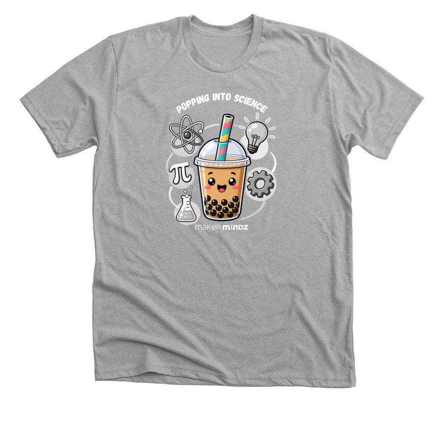 Popping into Science, a Athletic Heather Premium Unisex Tee