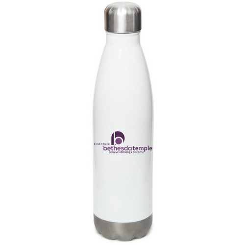 Find It Here- Water Bottle, a White Stainless Steel Water Bottle