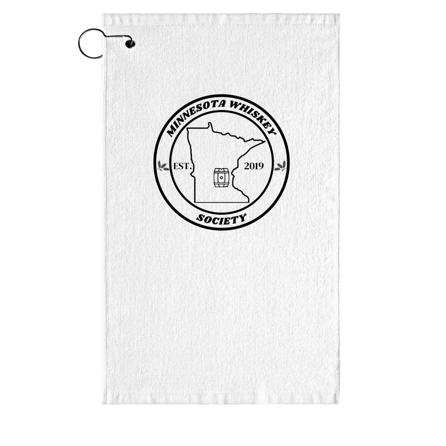 Minnesota Whiskey Society Golf Towel, a White Golf Towel