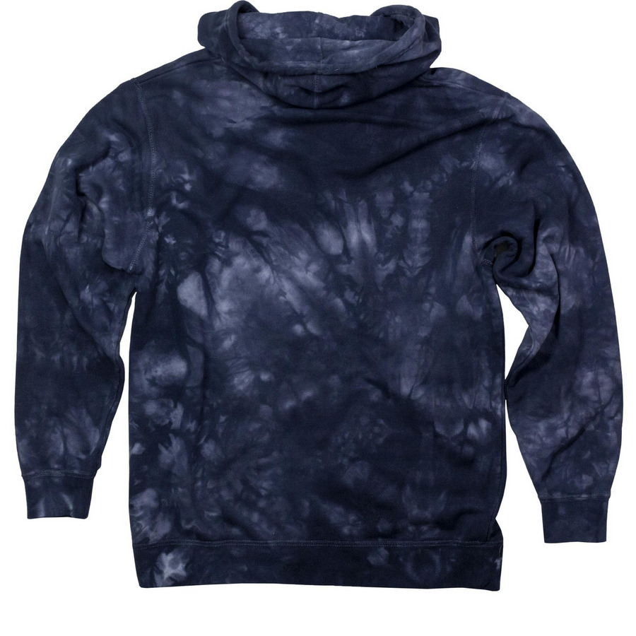 Classic Tie Die Sweatshirt, a Navy Tie Dyed Pullover Hoodie (back-view)