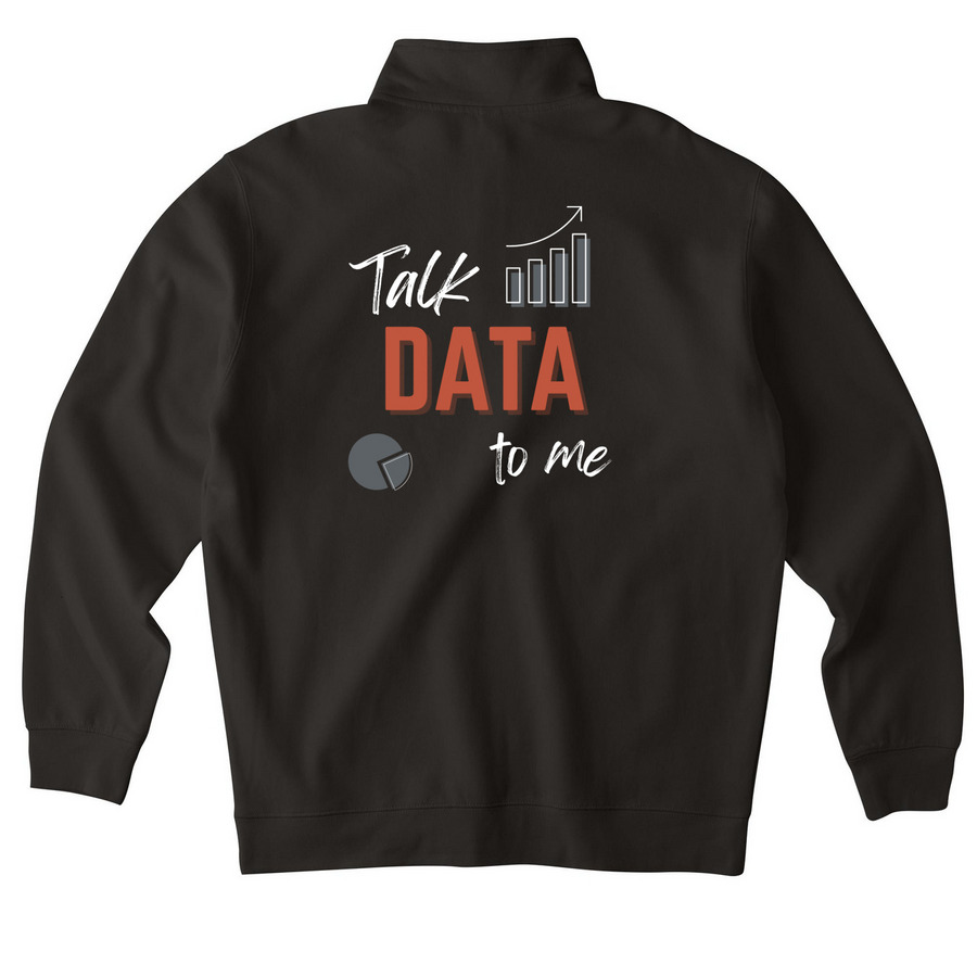 Talk Data to Me Quarter Zip&nbsp;, a Black Midweight Quarter Zip Pullover (back-view)
