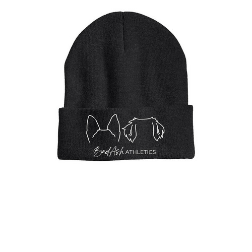 Puppy Ears, a Heather Charcoal Printed Cuffed Beanie