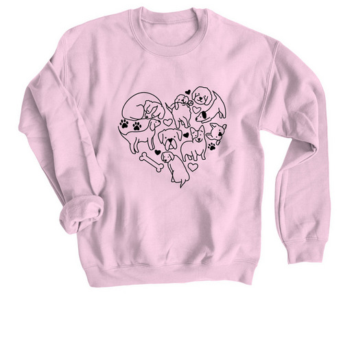 Puppy Love, a Light Pink Crewneck Sweatshirt